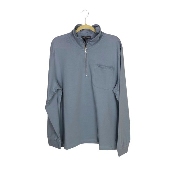 Slate and Stone NWT Sweatshirt Large Quarter Zip French Terry Light Blue - Picture 2 of 9